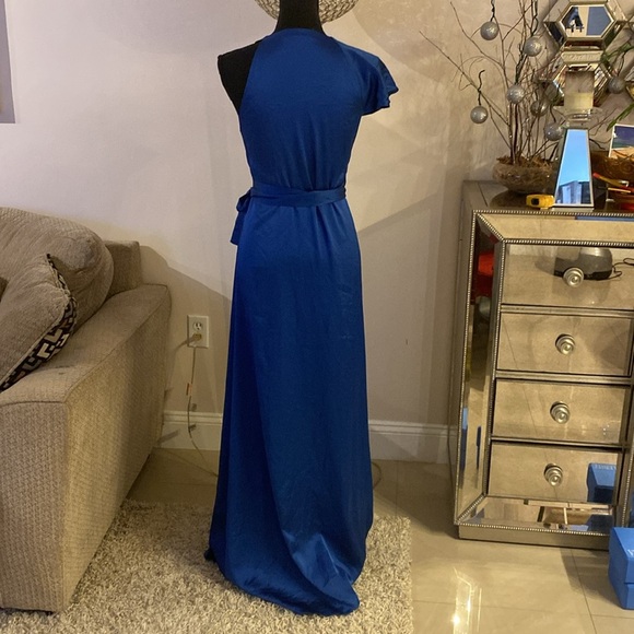 Diane Von Furstenberg Blue One Shoulder Gown for Weddings size 2 - Picture 9 of 10